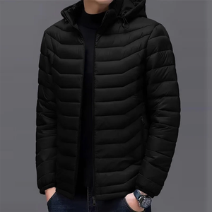 Heavy Insulated Hooded Winter Puffer <b>Jackets</b> <b>for</b> <b>Men</b> with Front Logo - Product Image 1