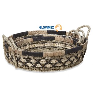 Ensemble de plateaux de service et de rangement en jonc de mer et en jute, design Best Choice, service de table durable, organisateur de rangement écologique pour la maison - Product Image 1