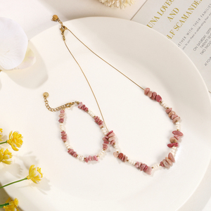 Bohemian Shell Imitation Pearl Necklace and <b>Bracelet</b> <b>Set</b> Gold Plated Women's Jewelry Gift - Product Image 1