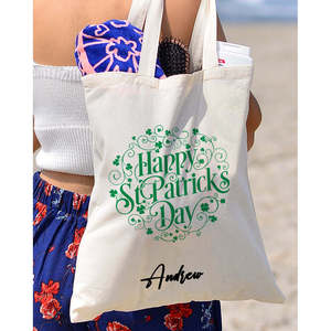 Sac fourre-tout Happy St Patrick's Day Leaf Globe à fermeture ouverte pour la saison printanière - Product Image 4