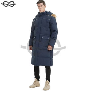 Abrigo largo de plumón para hombre, Maxi chaqueta acolchada gruesa, Parka de plumón azul marino de longitud completa, ropa de abrigo cálida para invierno - Product Image 4