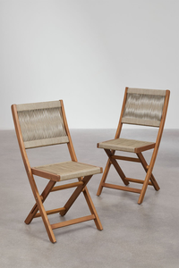 Chaise de salle à manger pliante en bois de teck au design moderne avec siège tissé pour la maison, l'appartement ou la villa - Product Image 6