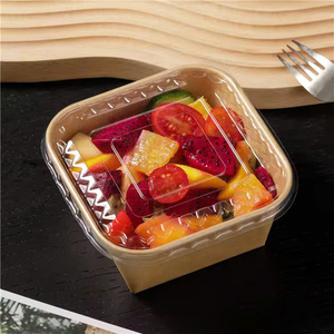 Disposable Round Kraft Paper Bowl with PET Lid 500ml/750ml/1000ml for Snack Salad Fruits Food <b>Container</b> for Eu market - Product Image 4