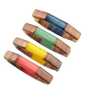 Bracelet en résine colorée en bois pour femmes et filles, bracelet en laiton, bijoux/bracelet en résine en laiton - Product Image 1