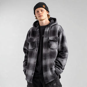 Chaqueta de Franela Extra Grande con Capucha para Hombre, Cierre con Botones de Cuerno, Color y Logotipo Personalizados, Ropa Urbana - Product Image 2