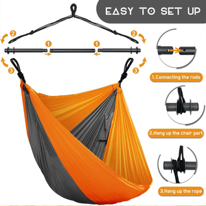 เก้าอี้เปลญวนแบบพกพา ชิงช้าเชือกแขวน น้ำหนักเบา ทำจากไนลอนพาราชูท สำหรับกิจกรรมกลางแจ้ง ในร่ม และการตั้งแคมป์ - Product Image 6