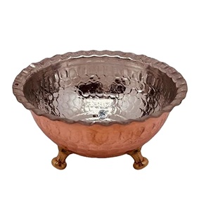 Grand bol en métal finition cuivre bol martelé plat de service fabricant indien prix bon marché - Product Image 1