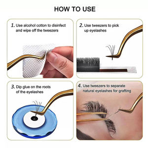 Pinzas para pestañas con agarre de diamante de 75 grados, pinzas para pestañas de oro rosa con plasma brillante, pinzas para extensión de pestañas con punta de fibra con logotipo privado - Product Image 4