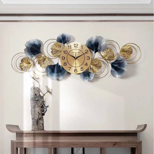 Flower Sculpture Handmade Home Wall Decor Art Wall <b>Clock</b> Retro Ginkgo Leaf Metal Decorative Wall <b>Clock</b> - Product Image 1