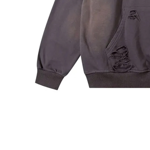 Sudadera con capucha con bordado desgastado para hombre de peso pesado estilo Street Wear con logotipo personalizado 100% forro polar de algodón para diseño - Product Image 4