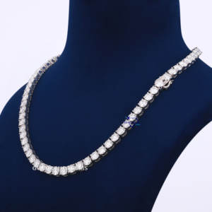 สร้อยเทนนิสทองคำขาว 14k ล่าสุด ขนาด 6.5 มม. สไตล์คลาสสิก เพชรทรงคลาสสิก คุณภาพ VVS ผลิตจากเพชรเลี้ยงในห้องปฏิบัติการ ชุบโรเดียม เหมาะสำหรับงานแต่งงาน - Product Image 3