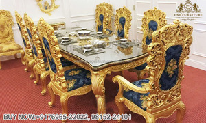 Ensemble de table à manger à l'aspect français polonais argenté superbe ensemble de table à manger 8 places sculpté lourd victorien ensemble de salle à manger sculpté lourd - Product Image 6