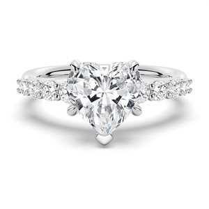 แหวนทอง 14K ประดับเพชรโมอิสซาไนต์ทรงหัวใจแบบห้าก้านฝังเพชรหรูหรา - Product Image 5