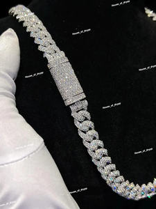 Collar de Cadena Cubana con Diamantes de Moissanita S925, Engaste de Púas, Collar de Cadena Hip Hop de Lujo para Hombre - Product Image 4