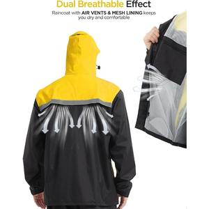 ชุดกันฝนสำหรับฤดูหนาวแบบ100% สะท้อนแสงสีเหลืองผ้าโพลีเอสเตอร์ชุดกันฝน - Product Image 2