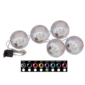 EUROPALMS ไฟ LED ทรงลูกบอลหิมะ 8 ซม. สีม่วง แพ็ค 5 ชิ้น ไฟคริสต์มาส - Product Image 1