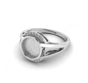 925แท้เงินสเตอร์ลิง8มม. รอบฝาเปล่าการตั้งค่าแหวนผู้หญิงที่ดีสำหรับอัฐิและเรซิ่นเติมนมแม่เครื่องประดับ - Product Image 4