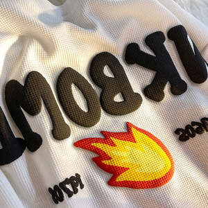 เสื้อยืดผู้ชายพิมพ์ลาย3D สไตล์ลำลองวาฟเฟิลทรงหลวมทำจากผ้าฝ้าย100% - Product Image 5