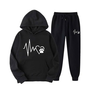 High Quality Custom Logo <b>Women's</b> Breathable Silk Screen Printing Winter Fleece Streetwear Solid Sets Tracksuit 100% Cotton - Product Image 1