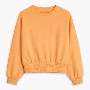 Sweat-shirt à col rond surdimensionné pour femmes, tendance européenne, de haute qualité, orange, avec poignets élastiques, en coton doux, service OEM en gros - Product Image 1