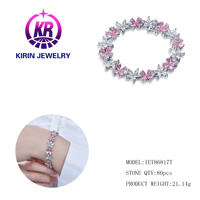 Kirin Maßgefertigtes Zirkon-Armband 925 Sterling Silber Stern-Blumen-Damenarmband OEM ODM
