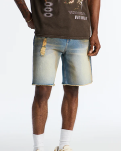 Pantalones Cortos Vaqueros Desgastados de Alta Calidad para Hombre 2026, Secado Rápido, Cintura Media, Transpirables, 100% Algodón, Artículo de Moda Urbana - Product Image 1