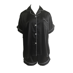 Vêtements de nuit d'été personnalisés pour femmes, vêtements de nuit à manches courtes, pyjama en soie, costume, logo personnalisé, ensemble de pyjamas en satin deux pièces pour femmes - Product Image 5