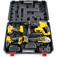 Kit d'outils sans fil LONSLEY 4-en-1 21V Perceuse à percussion Clé à chocs Meuleuse d'angle 2 batteries 1 chargeur avec étui
