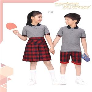 Camiseta con cuello de Color y puño para niños, pantalones cortos y falda para uniformes deportivos - Product Image 3