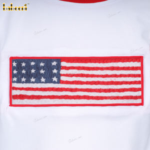 Personnalisé Blanc Drapeau US Brodé Décontracté Luxe Garçons Vêtements Ensemble À La Main 100% Coton Enfants Groupe D'âge OEM ODM En Gros - Product Image 2