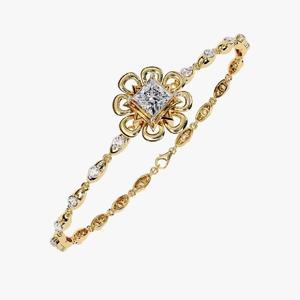 Pulsera de Plata de Ley 925 de Alta Calidad con Forma de Flor de Tenis de 14K con Diamante Moissanita, Pulseras Elegantes - Product Image 1