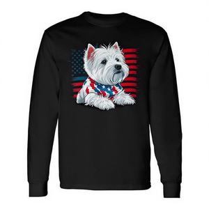 T-shirt à manches longues avec drapeau américain West Highland Terrier, design patriotique du 4 juillet pour chien - Product Image 2