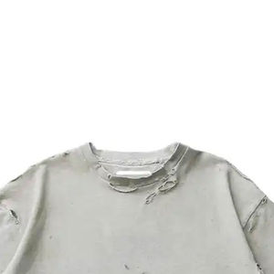 Camisetas de Hombre Estilo Urbano, Lavado Ácido, 100% Algodón Jersey, Corte Recto, Holgadas, Desgastadas, con Logotipo Personalizado, Venta al Por Mayor - Product Image 4