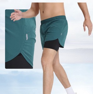 Short de Sport pour Homme Deux Couches 2 en 1 Split Shorts avec Poche Intérieure pour Homme Logo Personnalisé Quick Dry Plus Size Shorts DDP shipping - Product Image 3