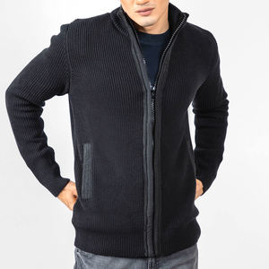 Tendances de la mode hivernale pour hommes-Pull à col roulé épais en polaire tricoté à fermeture éclair-Pull décontracté à manches longues - Product Image 5