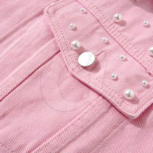 Chaqueta vaquera transpirable de material duradero para mujer, chaqueta vaquera de algodón 100% de alta calidad para mujer - Product Image 5