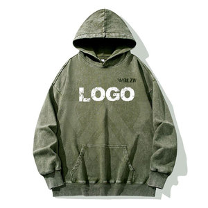 Sweat-shirt à capuche zippé pour homme, en tissu lourd, délavé à l'acide, personnalisé, de haute qualité, décontracté, unisexe, pour l'hiver, sweat-shirt brodé - Product Image 1