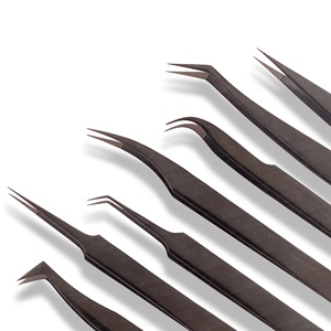 Pince à cils en acier inoxydable avec logo personnalisé professionnel Pointe en fibre pointue Conception de bec d'oiseau Application de cils à volume individuel - Product Image 2