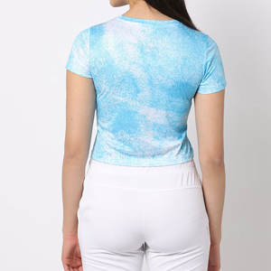 T-shirts personnalisés pour femmes Nouveau design Solide Blanc Respirant Style Coréen pour l'été Casual Crop Top T-shirts à vendre - Product Image 3