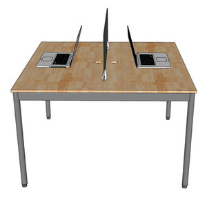 Mesa de Trabajo OMA II con Patas de Acero y Madera de Caucho para 2 Personas, 120x120cm HBOM210, Diseño Moderno, Muebles de Oficina, Escritorio de Trabajo con Doble Motor - Product Image 5