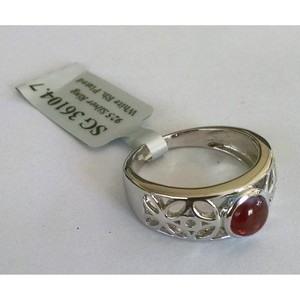 Shah Gems Women's Natural <b>Garnet</b> <b>Ring</b> in 925 Sterling <b>Silver</b> Rhodium Plated Fine Jewelry for Everyday Wear - Product Image 4