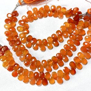 Cuentas Briolette en forma de pera facetada de cornalina, forma de almendra calibrada, tienda de proveedor de piedras preciosas de cuentas naturales - Product Image 4