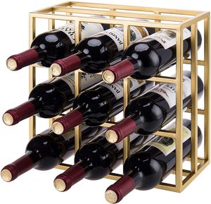 Porte-bouteilles de vin moderne à grille en métal Goldstone Rangement élégant et élégant pour bar ou cuisine à domicile - Product Image 3