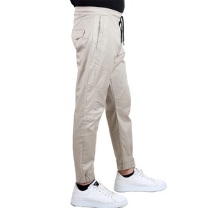 Pantalones italianos de algodón estilo Etiqueta Privada cintura elástica coulisse elástico en la parte inferior 98% algodón 2% EA - Product Image 4