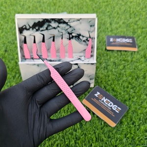 แหนบต่อขนตาขนาด45องศาสีชมพูสำหรับแหนบปรับแต่งโลโก้แบบมืออาชีพ - Product Image 4