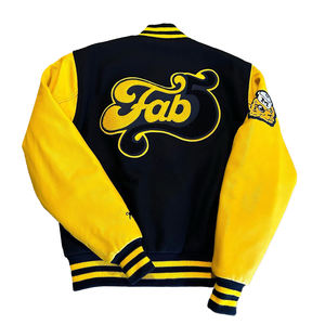 Parches bordados de chenilla personalizados de talla XL, chaqueta universitaria de lana de invierno, Mangas de cuero genuino, soporte para hombre, servicio OEM Letterman - Product Image 2