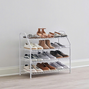 Étagère à chaussures en fil métallique à 4 niveaux, blanc, assemblage simple, étagère de rangement pour l'organisation dans la chambre/le placard - Product Image 2