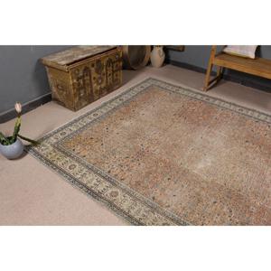 พรมวินเทจขนาด 6.4x9.4 ฟุต พรมตุรกีขนาดใหญ่ พรมลายต้นไม้และพืชสีน้ำตาล - Product Image 5