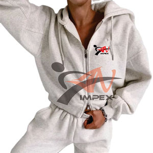 Logo d'impression personnalisé de haute qualité les femmes fermeture éclair survêtement matériau personnalisé flexible femmes survêtement - Product Image 3