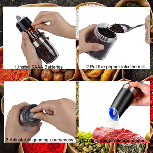 Set di 2 Macinapepe e Saliera Elettrici a Gravità, Alimentati a Batteria, per Ristoranti - Product Image 5